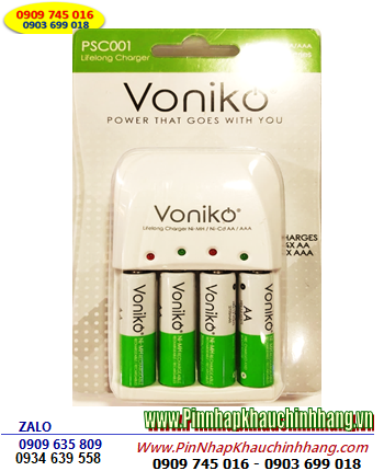 Voniko PSC001 _Bộ sạc pin AA Voniko PSC001 (Kèm sẳn 4 pin sạc Voniko AA2700mAh 1.2v) chính hãng